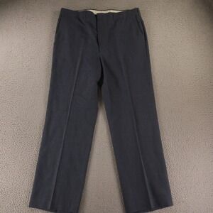 VTG‎ Hopsack Pants Mens 38 Blue Polyester Wool Slacks Made in USA 38x31